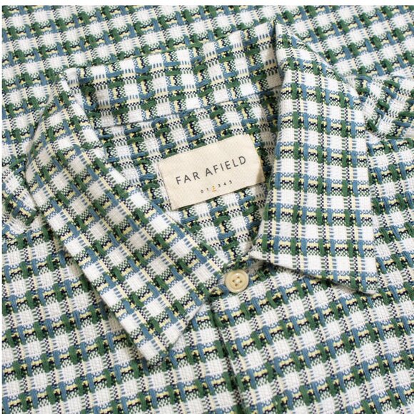 FAR AFIELD TROPICAL GREEN TEXTURED "BUSEY" SHIRT - NWT - Picture 2 of 5